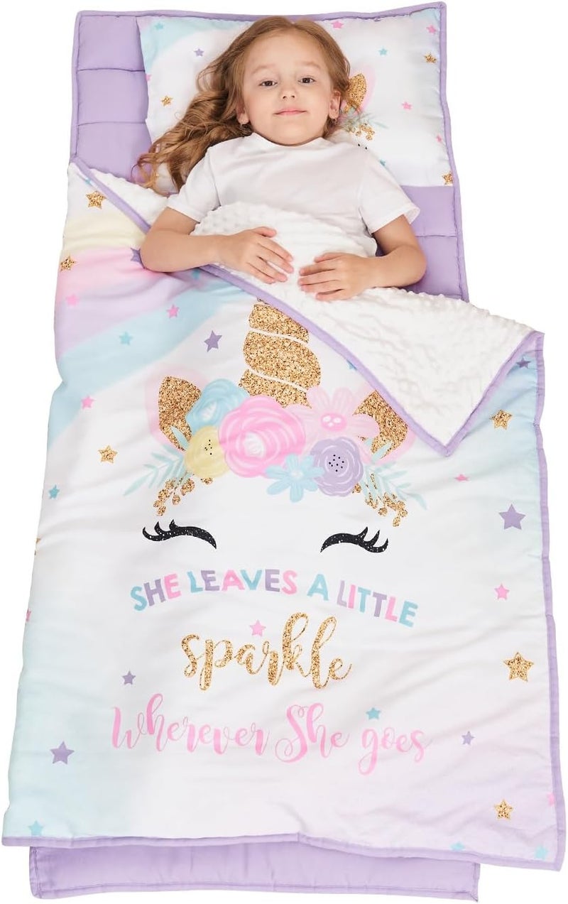 Cokouchyi Extra Large Toddler Nap mat by , Toddler Sleeping Bag with Removable Pillow, Measures 53 x 21 x 1.5 Inches, Sleeping Mat, Ideal for Daycare and Preschool Kindergarten - Image 1